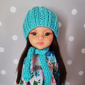 Кукольная шапка и шарф light blue N для Paola Reina